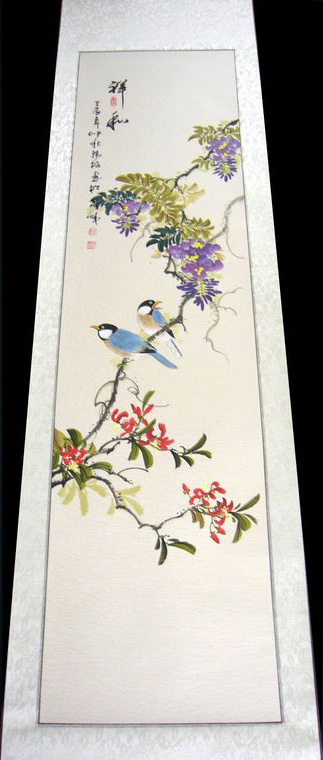 工筆花鳥畫四條屏