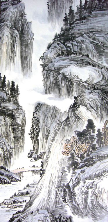 精品山水四條屏套畫