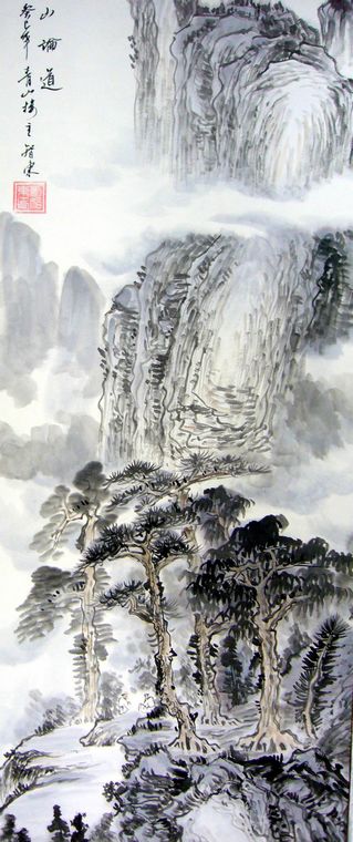 精品山水四條屏套畫