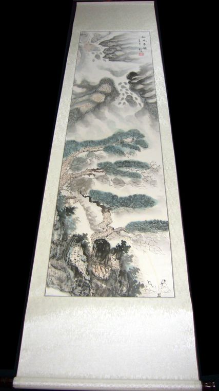 六尺對(duì)開(kāi)山水畫(huà)四條屏