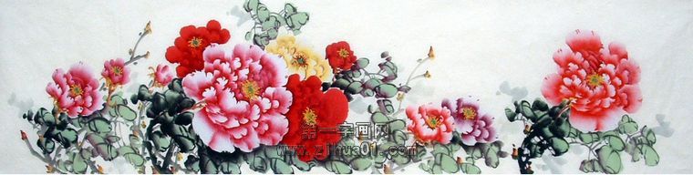 四尺對開牡丹畫