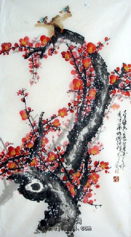 工筆紅梅圖